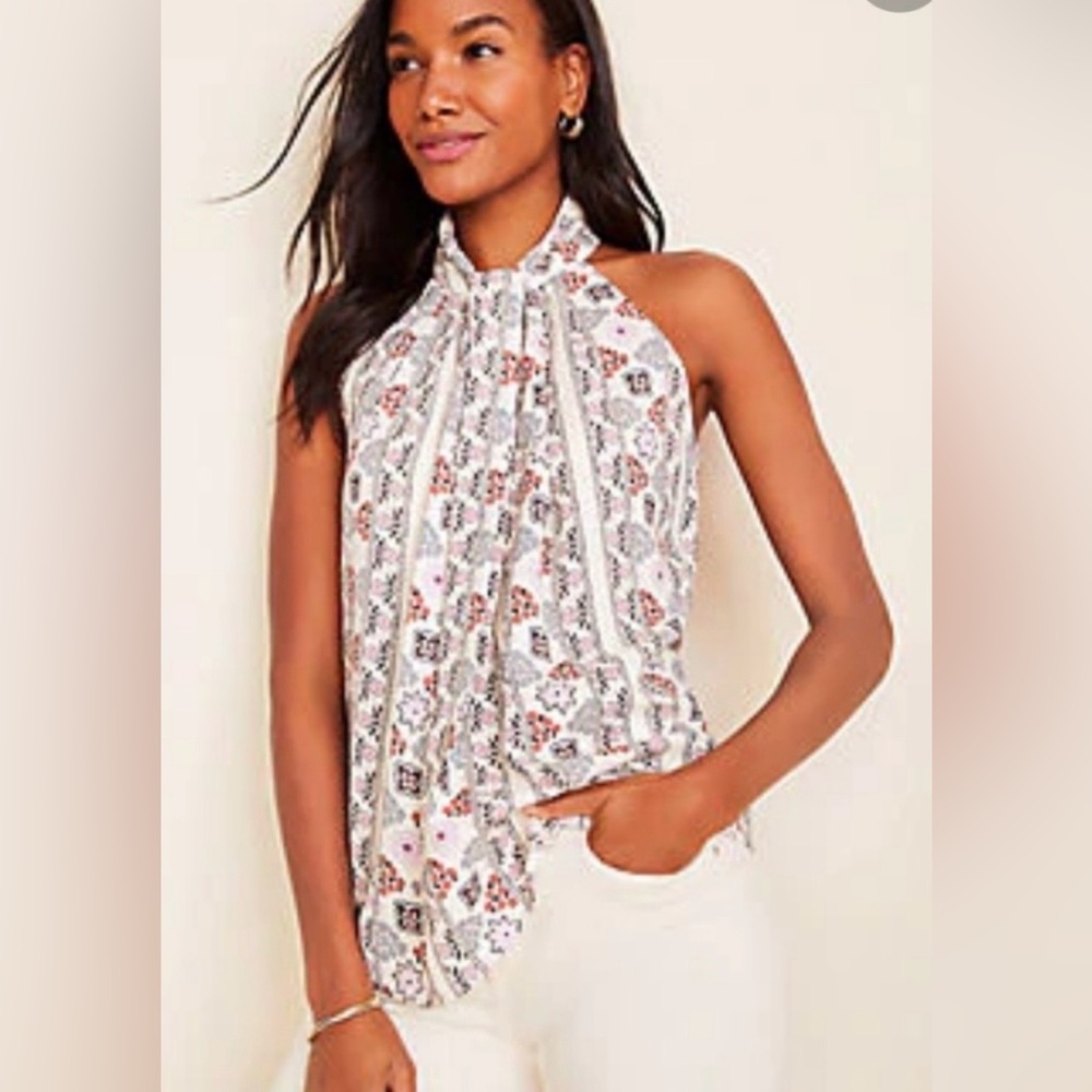 Ann Taylor Floral Twist Halter Top